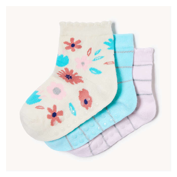 Toddler Girls' 3 Pack Quarter-Crew Socks - Multi