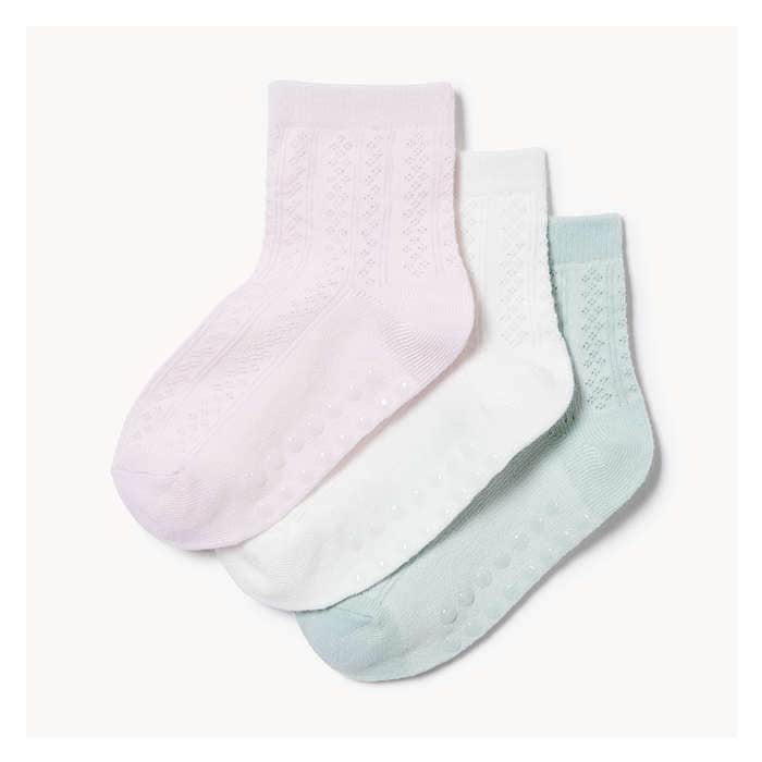 Toddler Girls' 3 Pack Quarter-Crew Socks - White