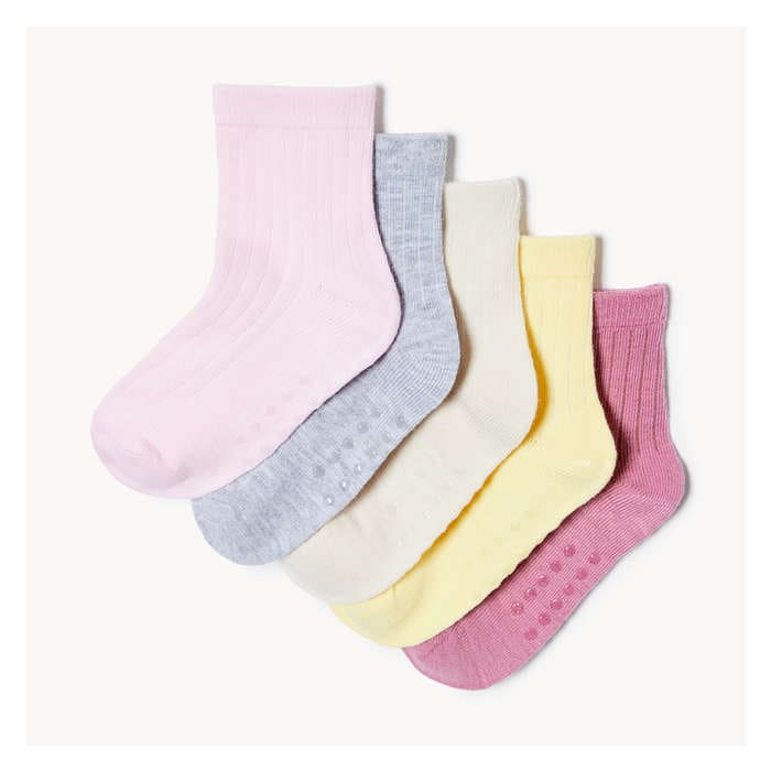 Toddler Girls' 5 Pack Quarter-Crew Socks - Multi