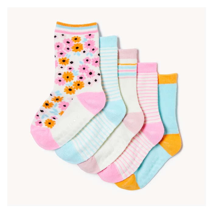 Toddler Girls' 5 Pack Crew Socks