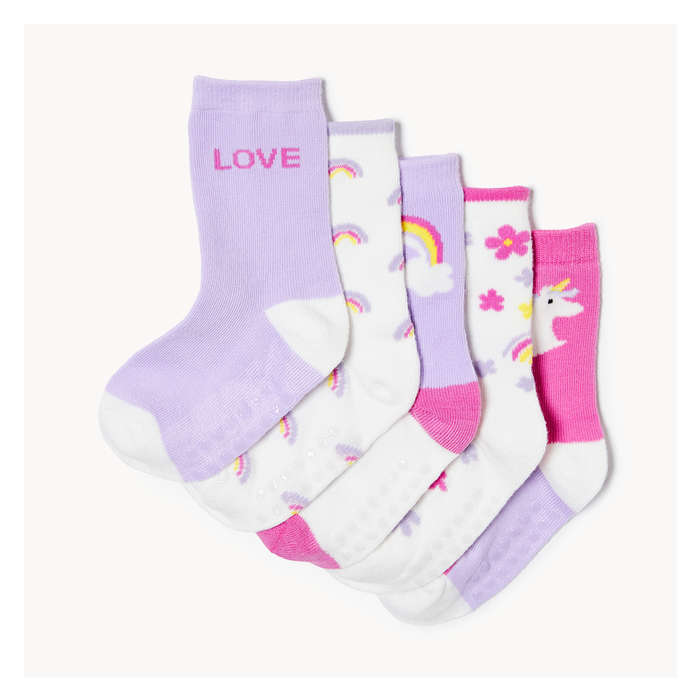Toddler Girls' 5 Pack Crew Socks