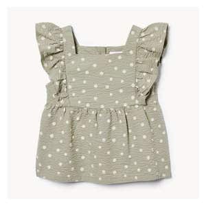 Toddler Girls' Woven Ruffle Top - Light Khaki Green
