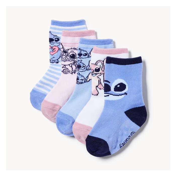 Toddler Girls' 5-Pack Lilo and Stitch Crew Socks