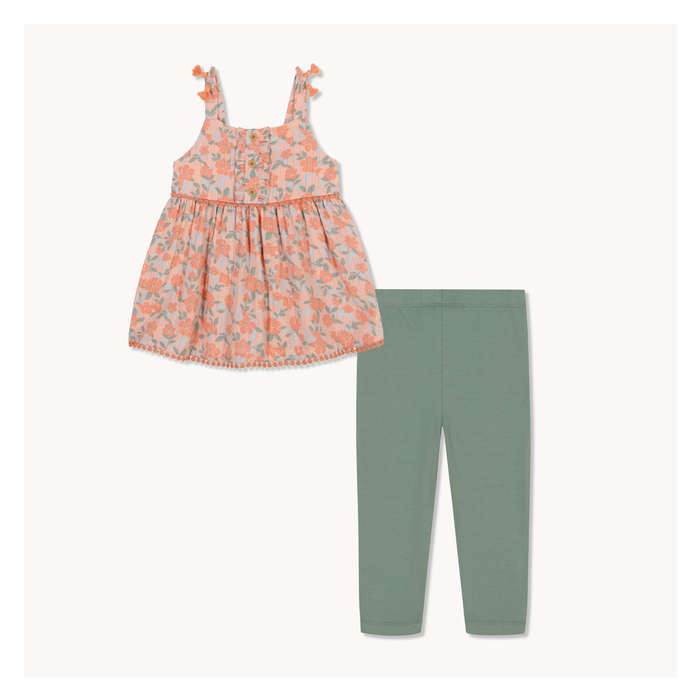 Toddler Girls' 2-Piece Peach Print Tunic Set