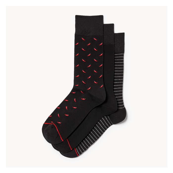 Men's 3 Pack Crew Socks - Red