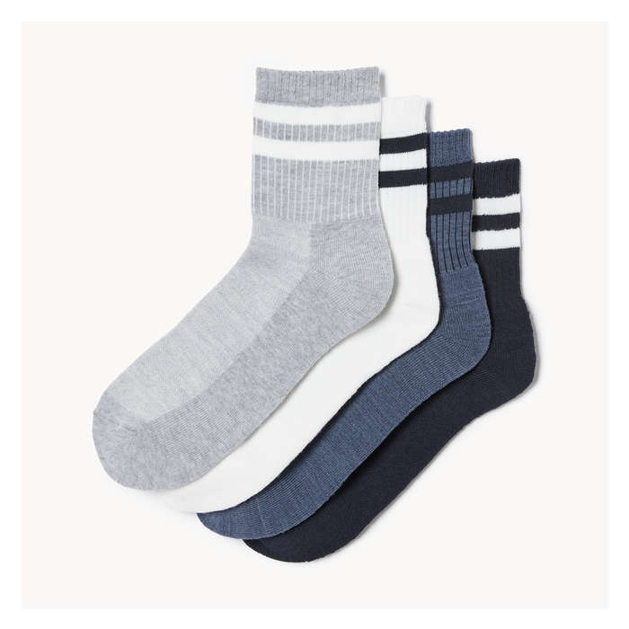 Men's 4 Pack Quarter-Crew Socks - Navy