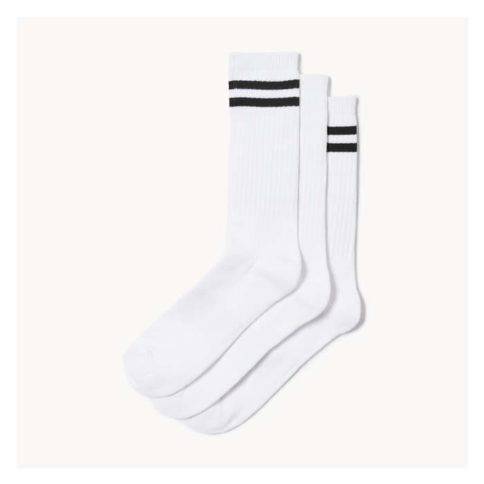 Men's 3 Pack Crew Socks - White
