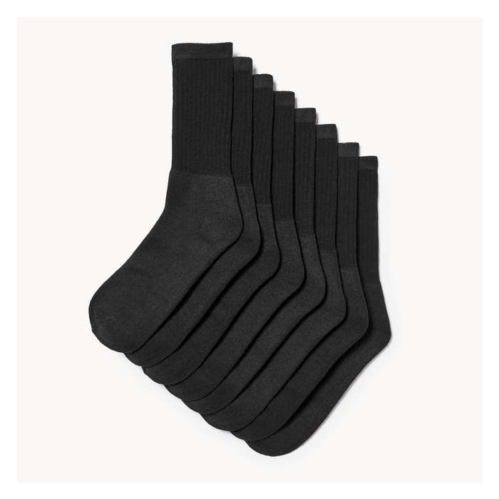 Men's 8 Pack Crew Socks - Black