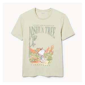 Adult Peanuts Snoopy and Woodstock T-Shirt - Khaki Green