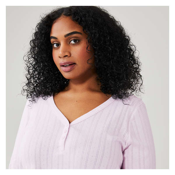 Women+ Pajama Henley Long Sleeve - Pale Pink