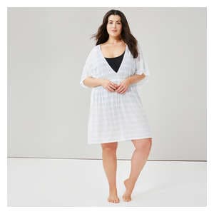 Women+ Knit Poncho Cover-Up - White
