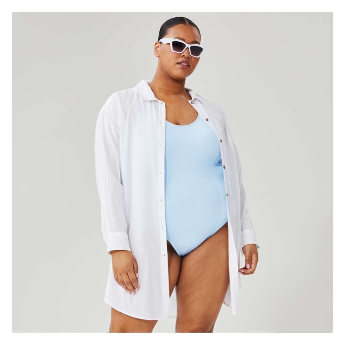 Women+ Woven Button-Up Cover-Up