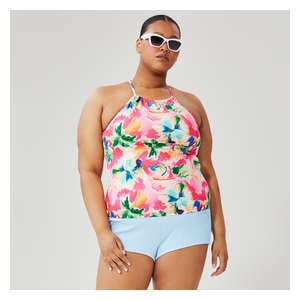 Women+ High Neck Swim Top - Pink