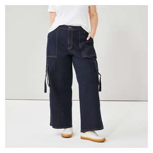 Women+ Utility Cargo Jean - Dark Wash