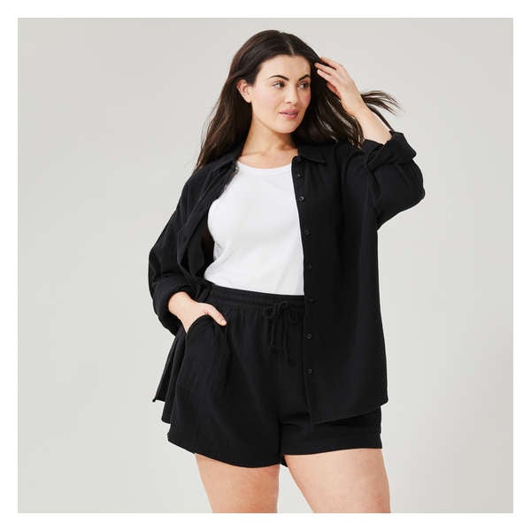 Women+ Cotton Gauze High Rise Short - JF Black