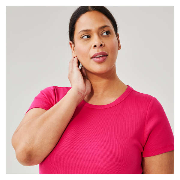 Women+ Rib T-Shirt - Bright Pink