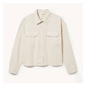 Women+ Crop Linen Blend Shirt - Linen