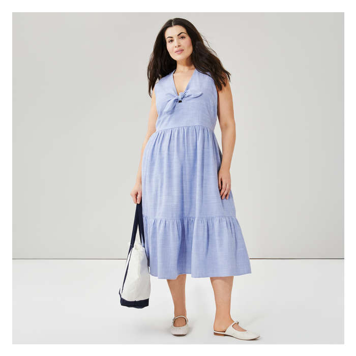 Women+ Tie-Front Midi Dress