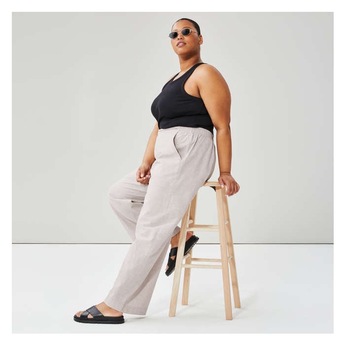 Women+ Linen Blend Wide Leg Pant