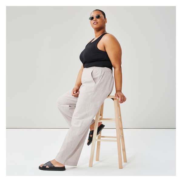 Women+ Linen Blend Wide Leg Pant - Beige