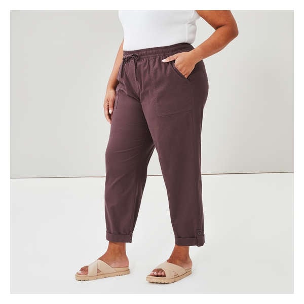 Pantalon retroussable en lin mélangé Femmes+ - Violet Foncé