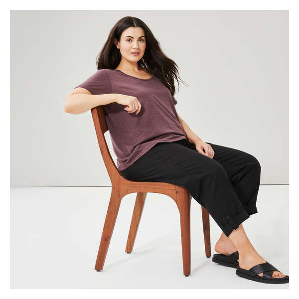 Pantalon retroussable en lin mélangé Femmes+ - Noir JF