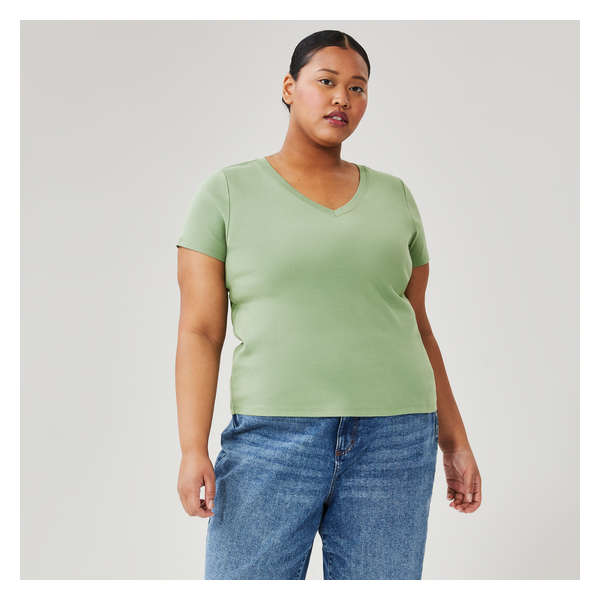 Women+ Organic Cotton Essential V-Neck T-Shirt - Light Green