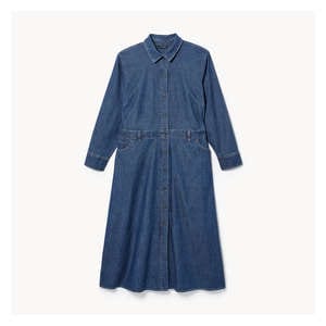 Women+ Denim Midi Shirt Dress - Dark Wash