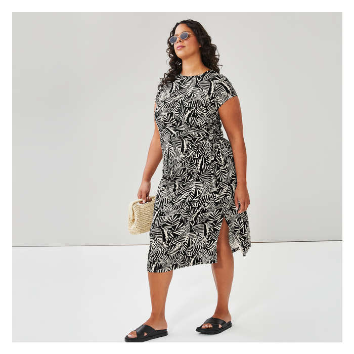 Women+ Printed Side Tie Midi Dress