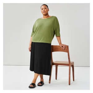 Women+ Dolman Sleeve Knit Top - Olive