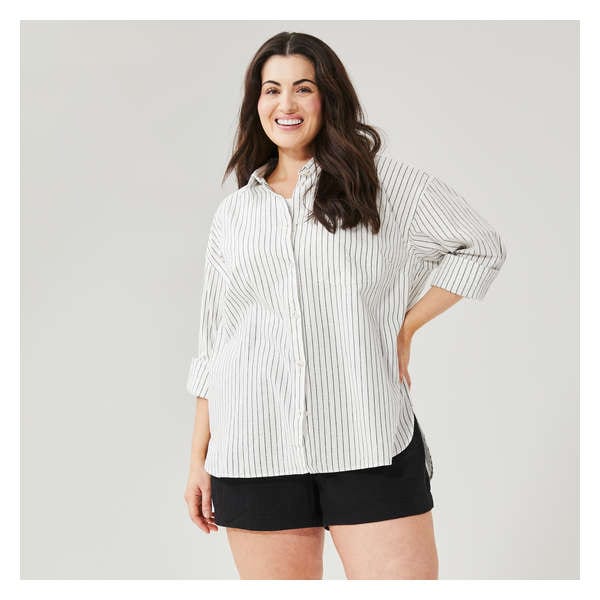 Women+ Oversized Button-Up Shirt - Off White