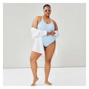 Women+ Cross Back Swimsuit - Pastel Blue
