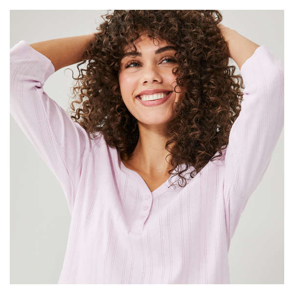 Pajama Henley Long Sleeve - Pale Pink