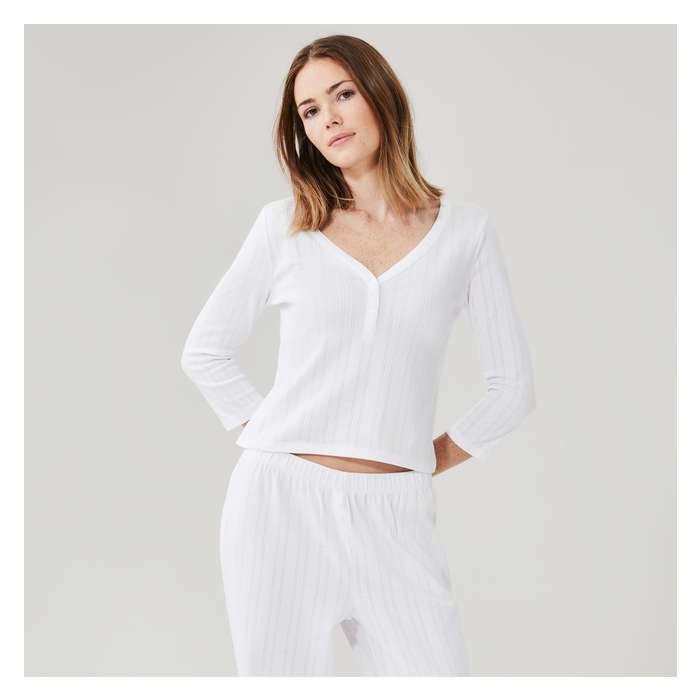 Women's Pajama Henley Long Sleeve