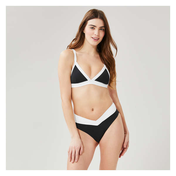 Colour Block Swim Top - Black