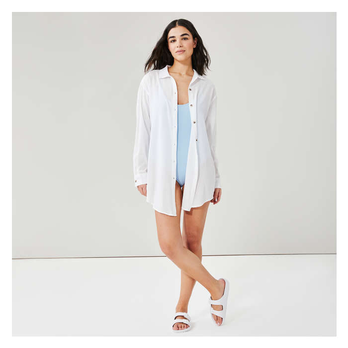 Women's Woven Button-Up Cover-Up