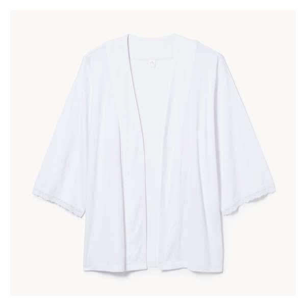 Modal Lace Sleep Kimono - White