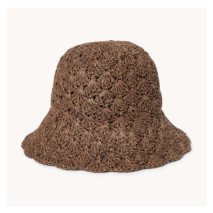 Women's Scalloped Straw Bucket Hat