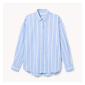 Oversized Button-Down Shirt - Bright Blue