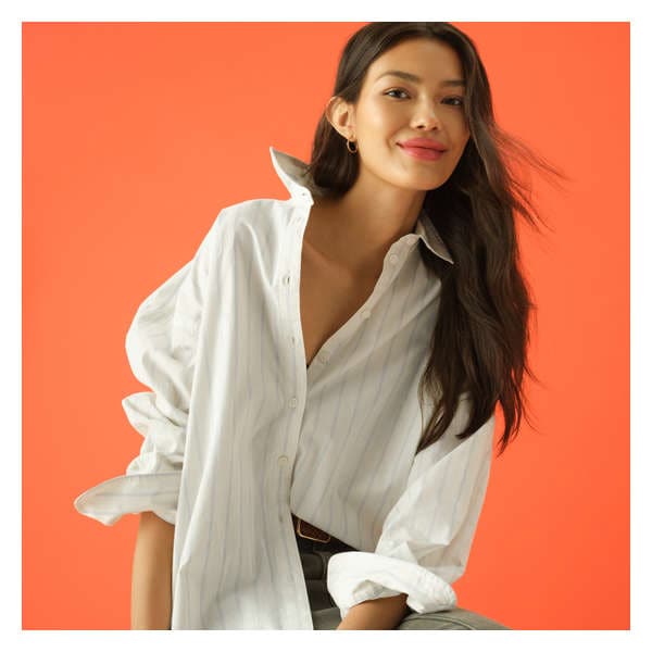 Oversized Button-Down Shirt - Off White