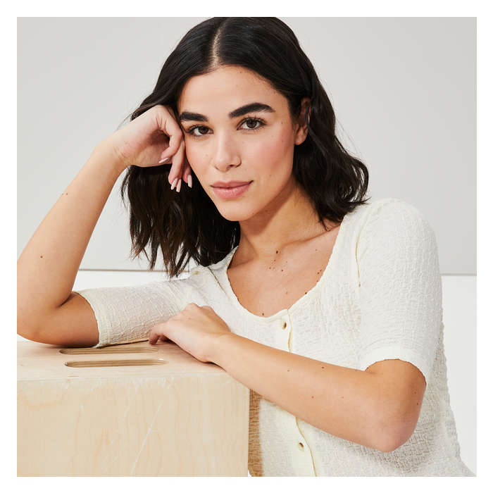 Women's Button-Up Crew Neck Top