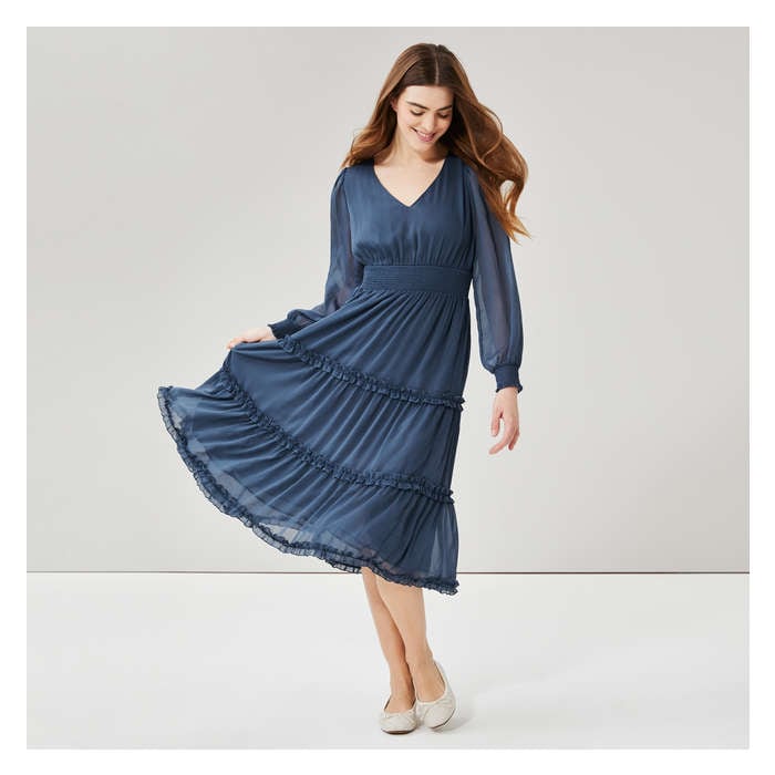Women's Ruffle Midi Dress