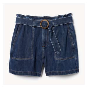 Paperbag Waist Short - Medium Wash