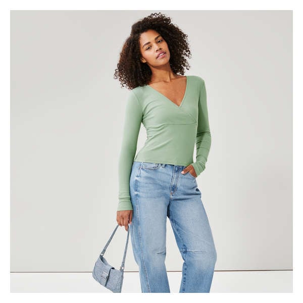 Cross-Over Neck Top - Light Green