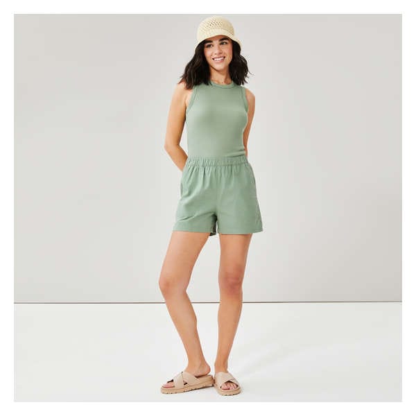 Short en lin mélangé - Vert Pâle