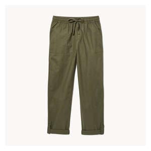 Linen Blend Roll-Tab Pant - Dark Olive