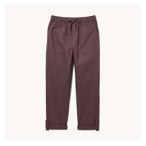 Linen Blend Roll-Tab Pant - Dark Purple