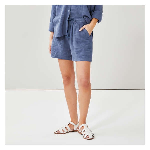 Cotton Gauze High Rise Short - Indigo