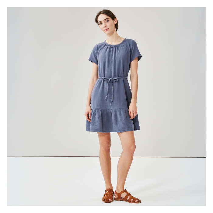 Aux Femmes Robe mini en gaze de coton - Indigo