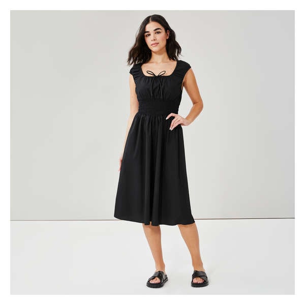 Smocked Midi Dress - JF Black